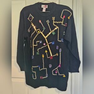 Vintage Black Jeweled And Beaded Knit Sweater